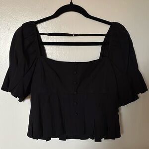 Reformation black ruffled blouse